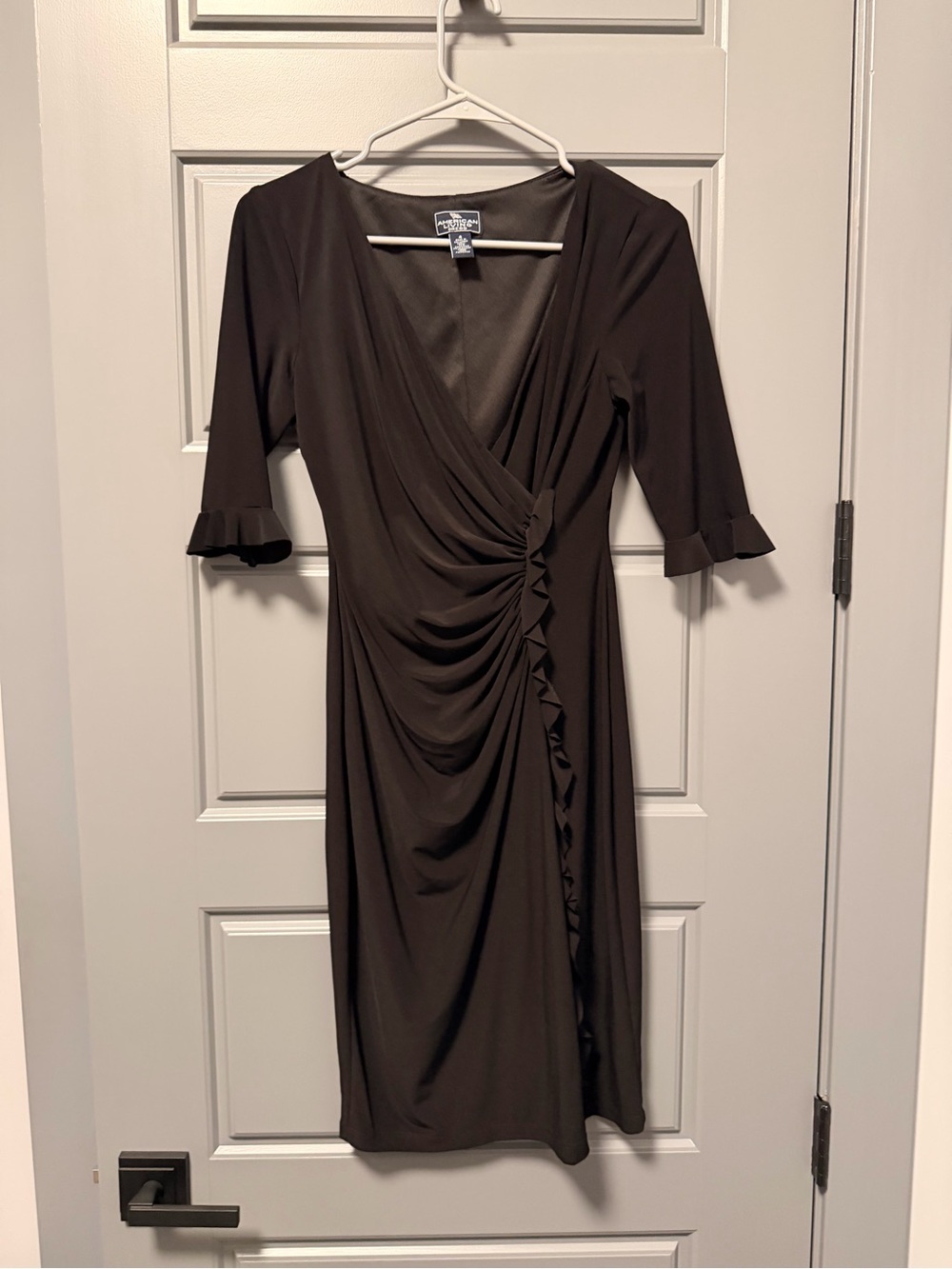 American Living Black Faux-Wrap Ruffle Midi Dress 4